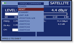 Field strength meter with DiSEqC commands