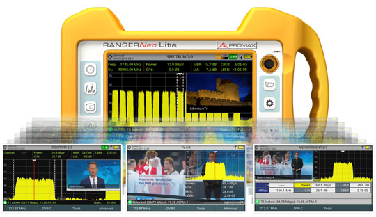 RANGER Neo Lite field strength meter triple split display: Three functions in a single screen