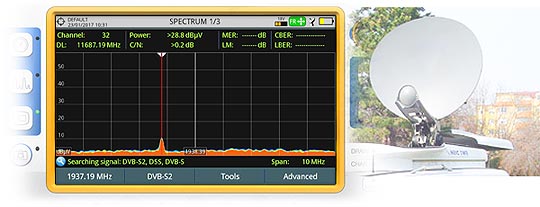 TV mobile unit and HD RANGER Lite field strength meter