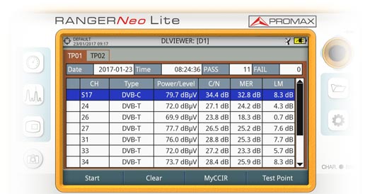 RANGER Neo Lite datalogger screen