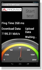 Connection speed test (download and upload) of the Wi-Fi network