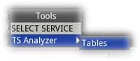 The transport stream analyser is another of the tools available in the field strength meter