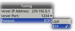 Selecting IPTV transmission protocol (UDP or RTP)
