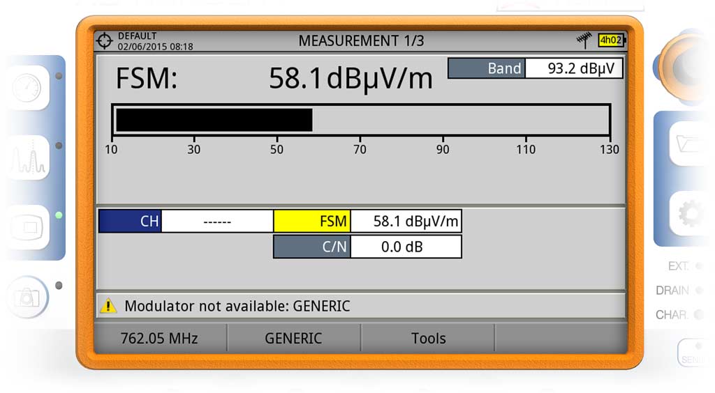 Radio electric field strength measurement