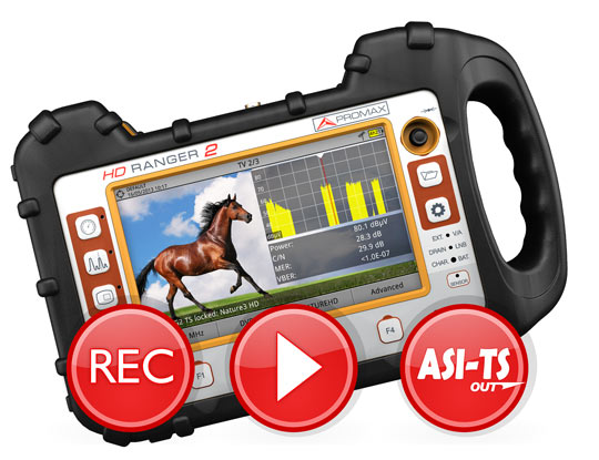 Record and play out the T2-MI using a field strength meter from PROMAX