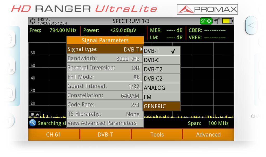 Select the GENERIC signal type