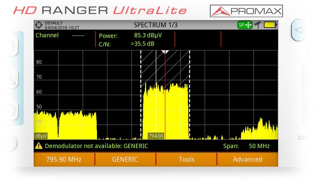 Nivel de señal de LTE en dBµV