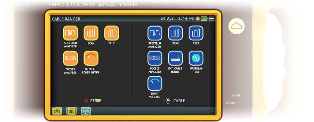 The CABLE RANGER analyzers feature a touch screen interface based on icons