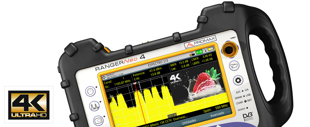 RANGER Neo TV analyzer decoding a 4K service