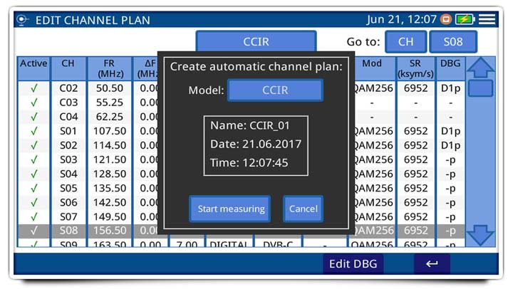Automatic creation of channel tables with auto identification of the standard