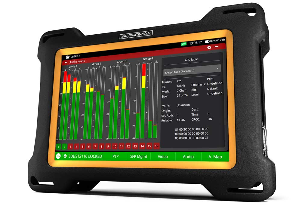 SDI analysis: 16 channels audio level analyzer in the ATLAS NG broadcast analyzer