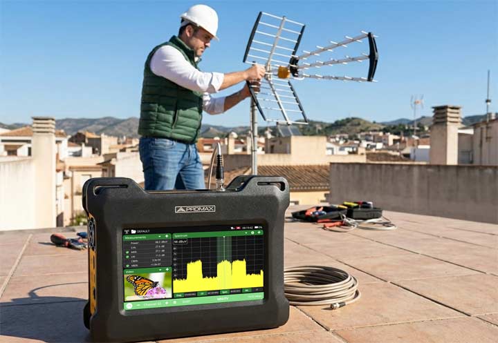 The TV EXPLORER NG ensures reliable signal reception, featuring BER, MER, and complete digital analysis metrics for all second-generation DVB standards