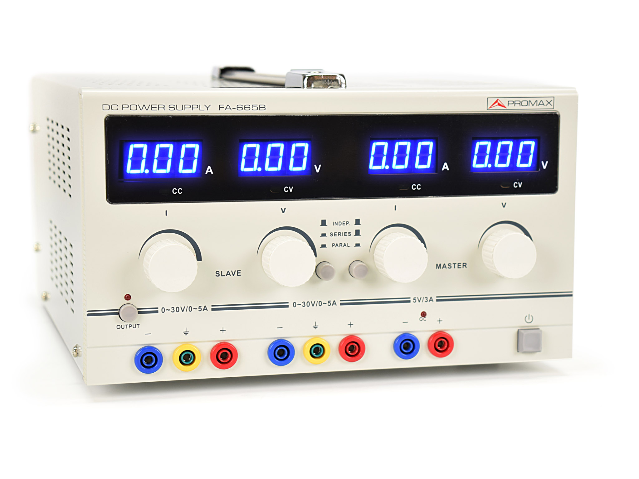 FA-665B: Dual DC power supply 2x30V, 5A (aux 5V, 3A)