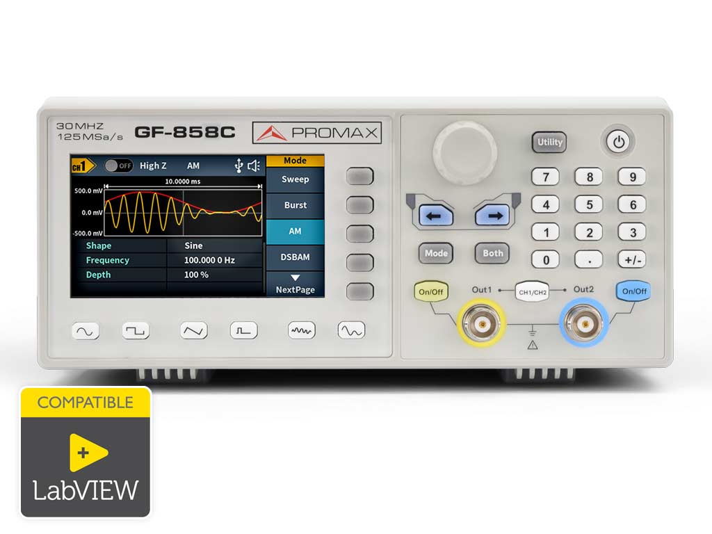 GF-858C: Double-channel arbitrary waveform generator 30 MHz, 125 MS/s