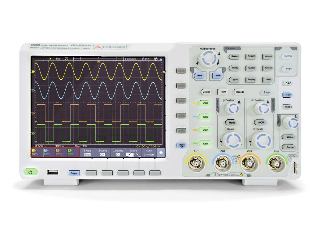 OD-624B: 200 MHz multitouch digital storage oscilloscope (professional range)