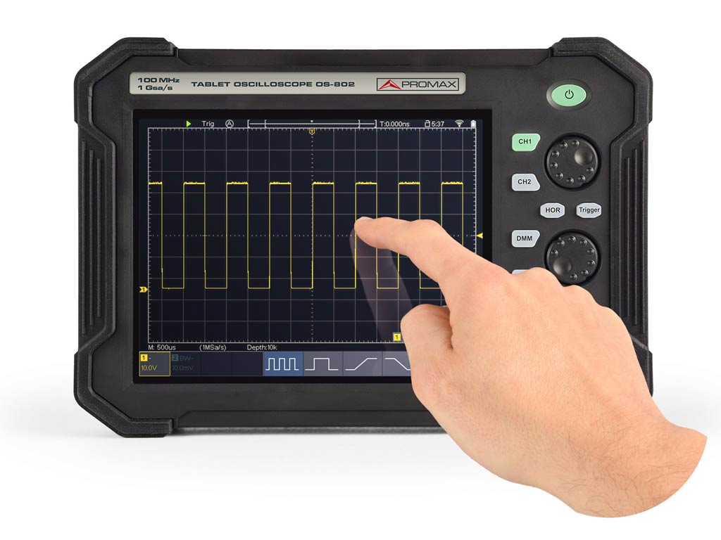 OS-802B: 100 MHz tablet-format digital oscilloscope with multimeter